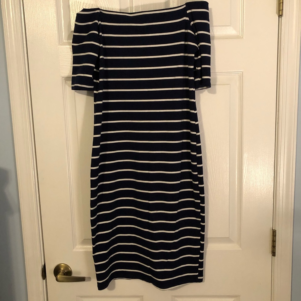 Love J dress striped off shoulder size large